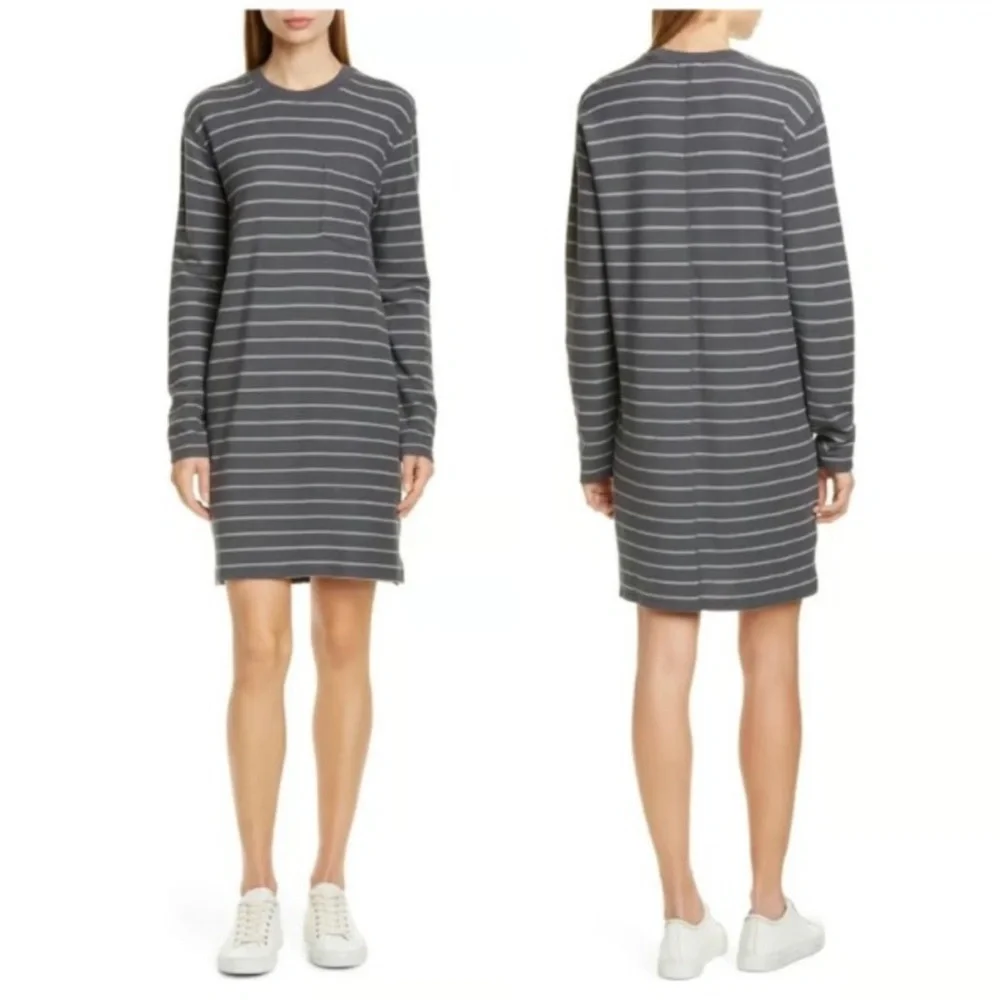 ATM Anthony Michael Melillo 100% Pima Cotton Striped Long Sleeve Shirt Dress L - Picture 11 of 11